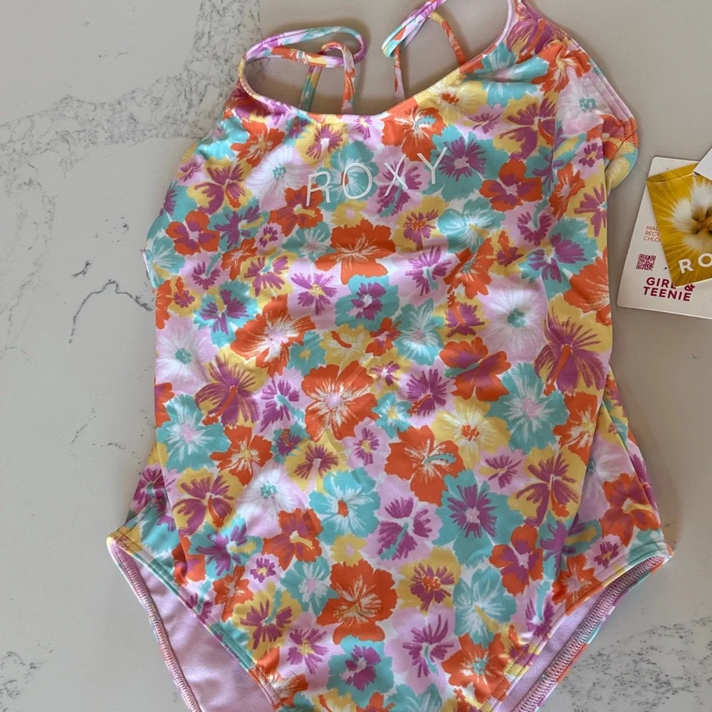 ROXY Girls Floraya One Piece Floral Swimsuit Size 16 NWT